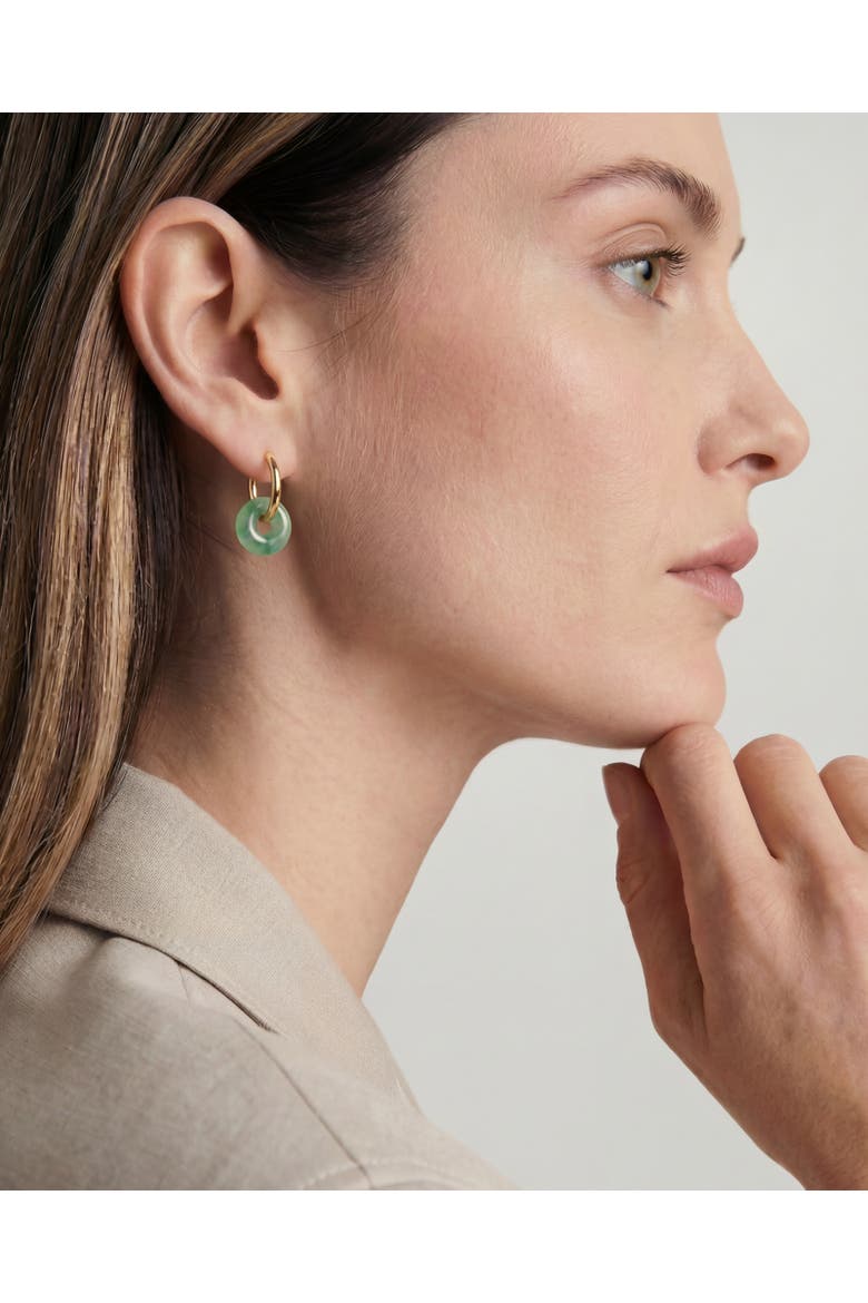 Marlo Green jade stone hoop earrings, Alternate, color, Green