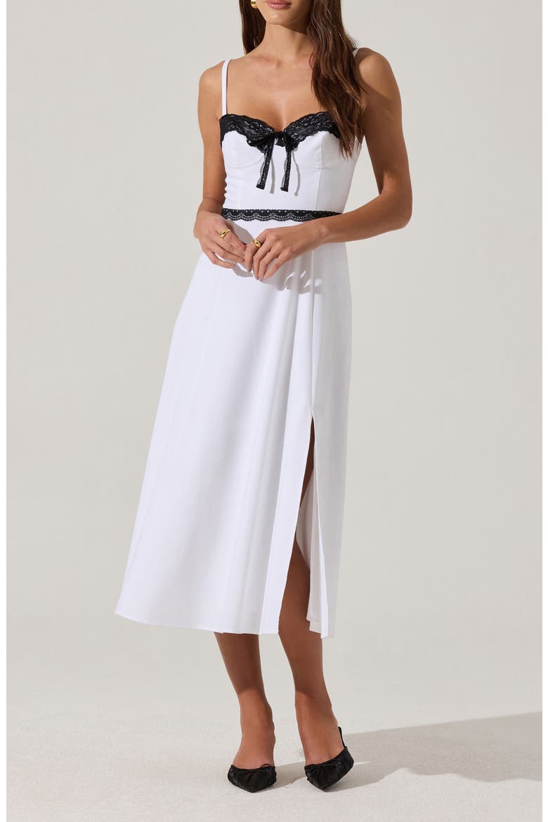 Lace Contrast Bustier Dress, Alternate, color, WHITE