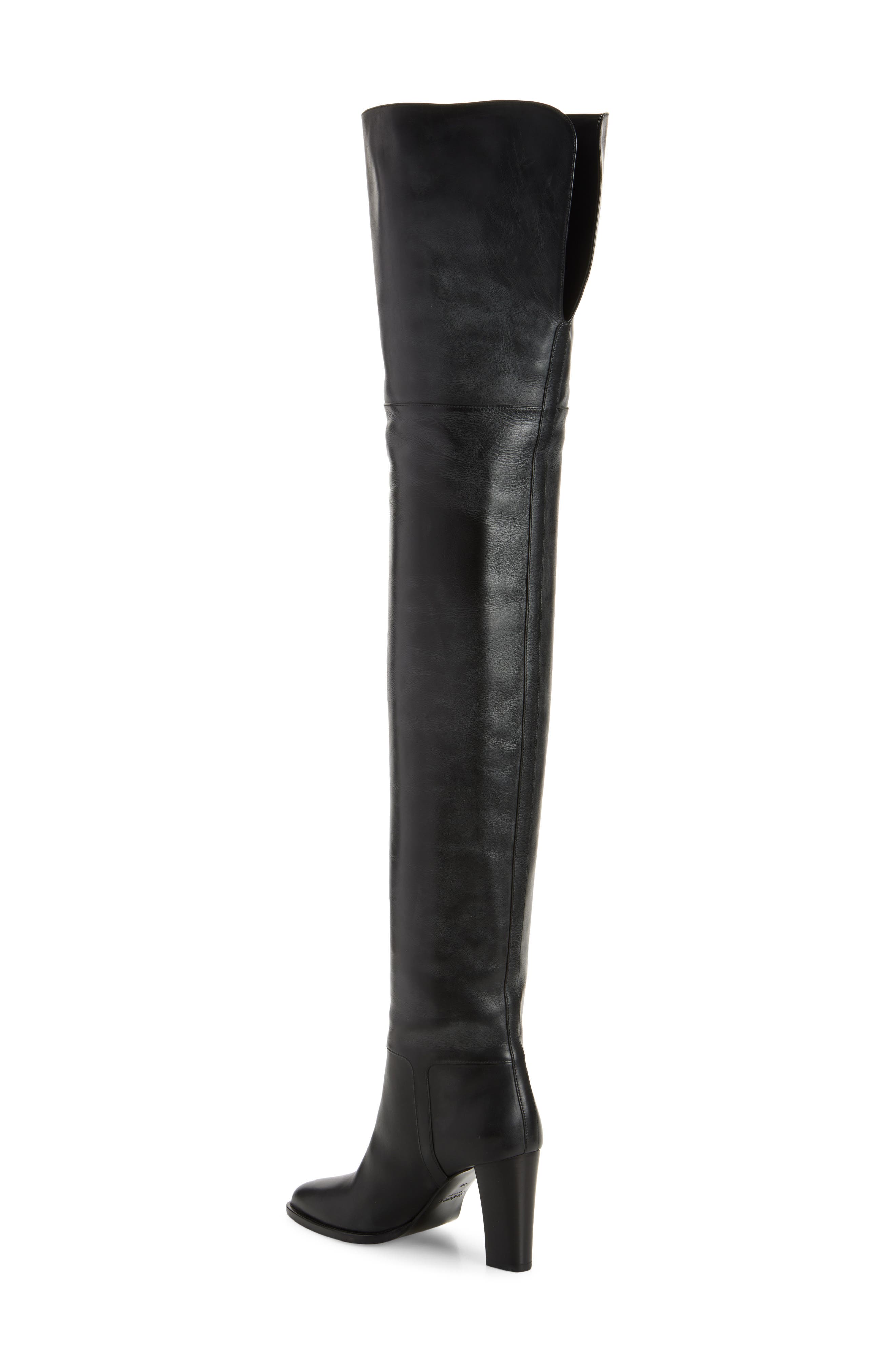 Saint Laurent Julia Divine Thigh High Boot, Alternate, color, Noir