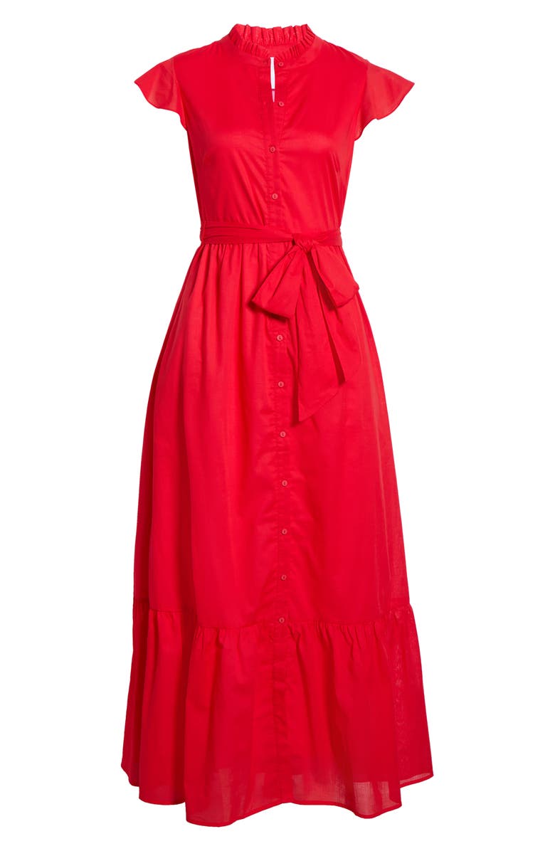 SUGARLIPS Riah Ruffle Sleeve Cotton Shirtdress, Main, color, 