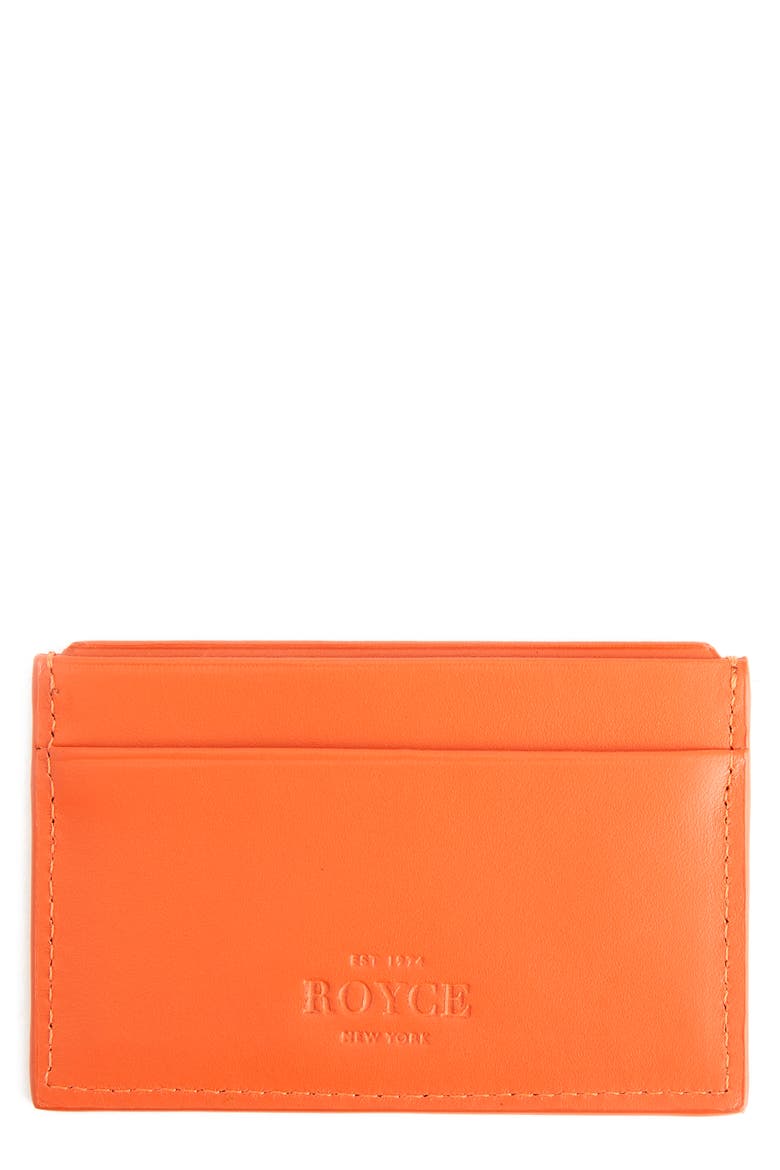 RFID Leather Card Case, Main, color, ORANGE