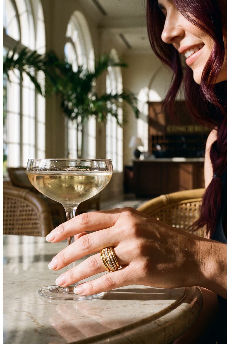 Strata 18k Gold Plated Stack Ring, Alternate, color, GOLD
