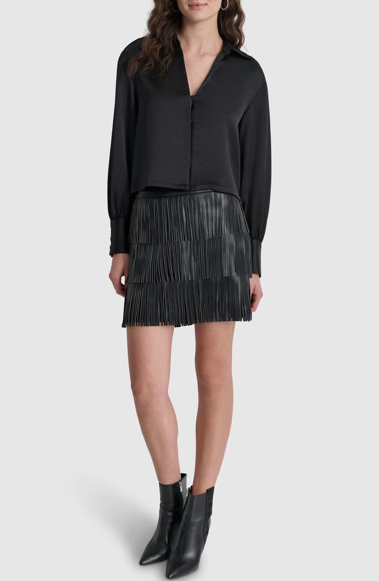 DKNY Satin Top, Alternate, color, Black