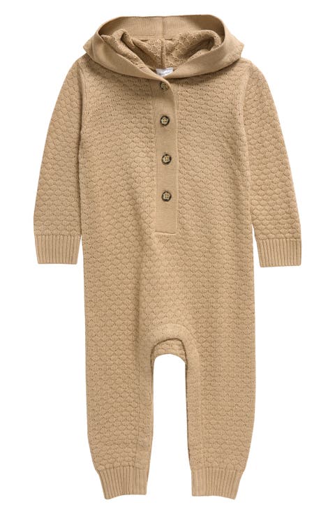 Tan/Ivory Velour Wrap Footie & Bonnet
