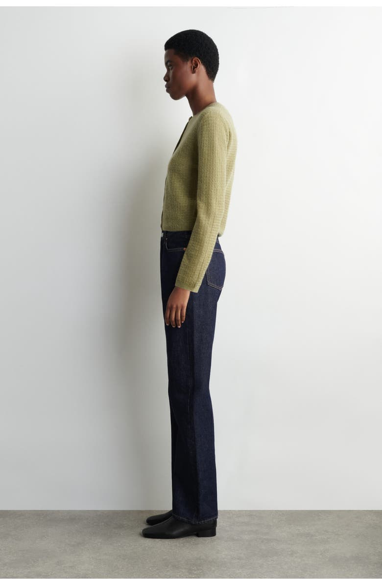 COS Zigzag-Knit Mohair-Blend Cardigan, Alternate, color, Green