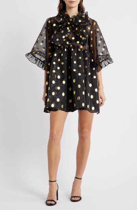 Swing Spot Organza Babydoll Minidress