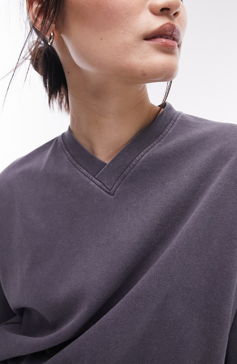 Topshop Oversize Cotton V-Neck T-Shirt, Alternate, color,