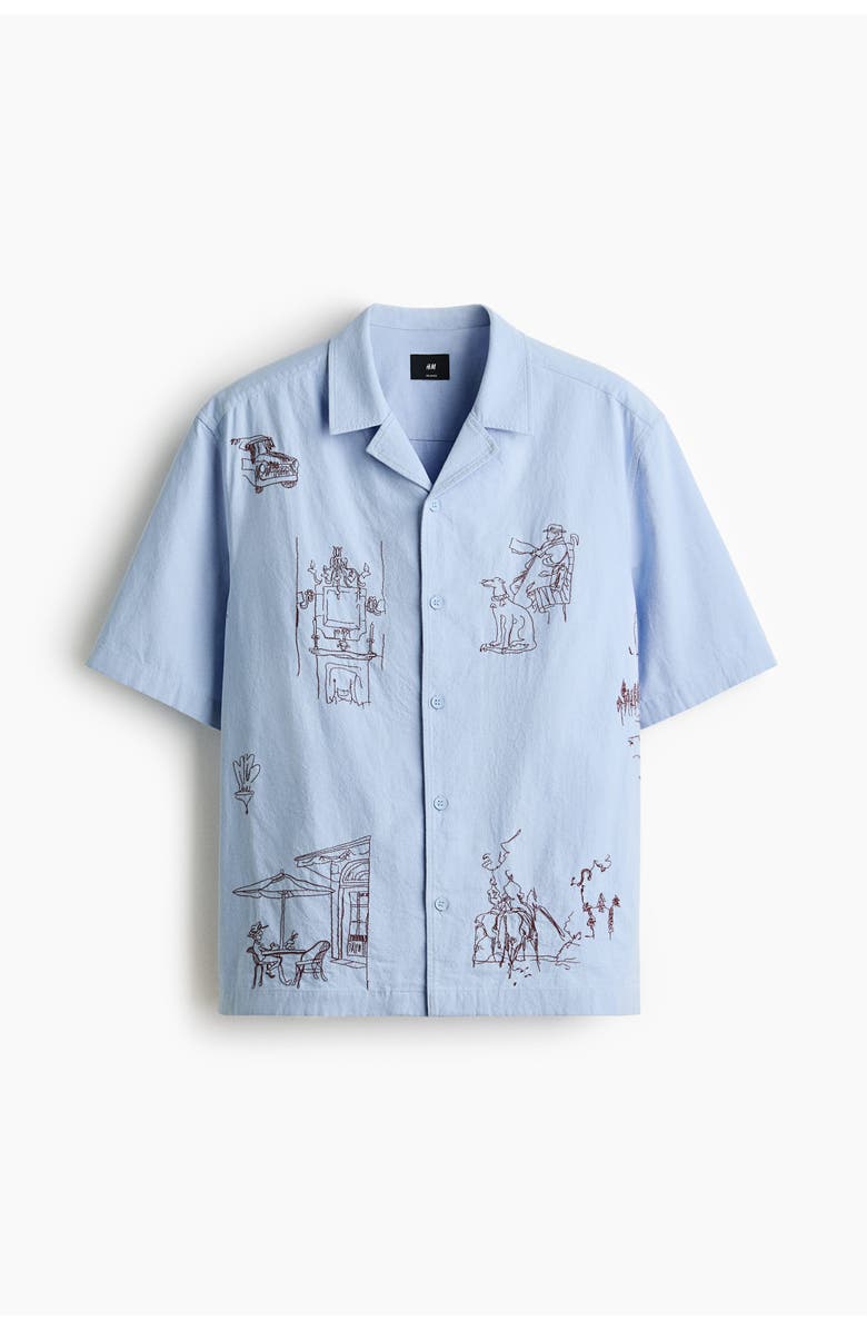 H&M Relaxed-fit cotton resort shirt, Alternate, color, Light Blue