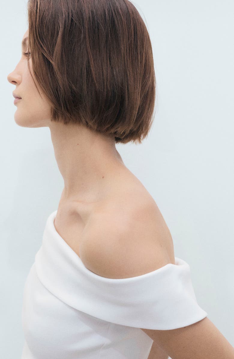 MANGO Off the Shoulder Top, Alternate, color, White