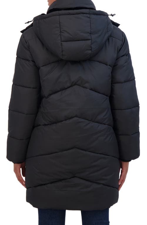 Sebby Quilted Hooded Puffer Jacket In Black