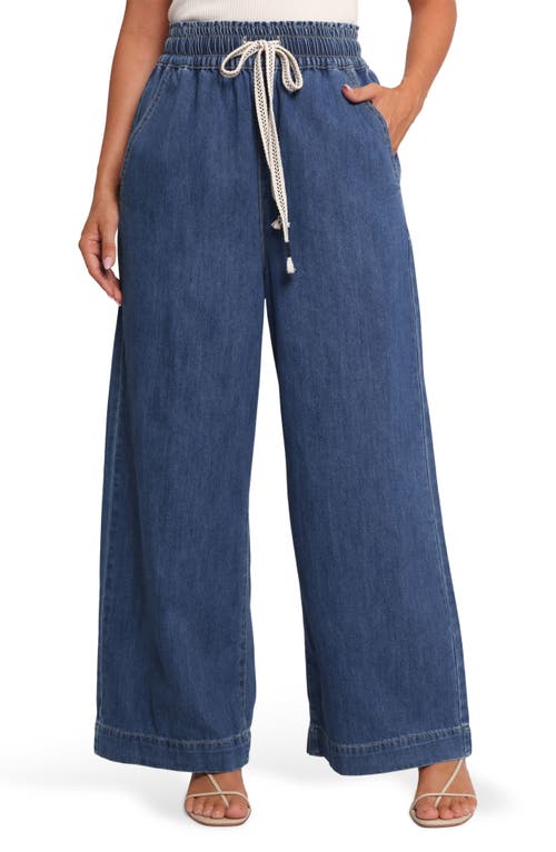 Petal And Pup Petal & Pup Jenni Drawstring Wide Leg Denim Pants In Blue