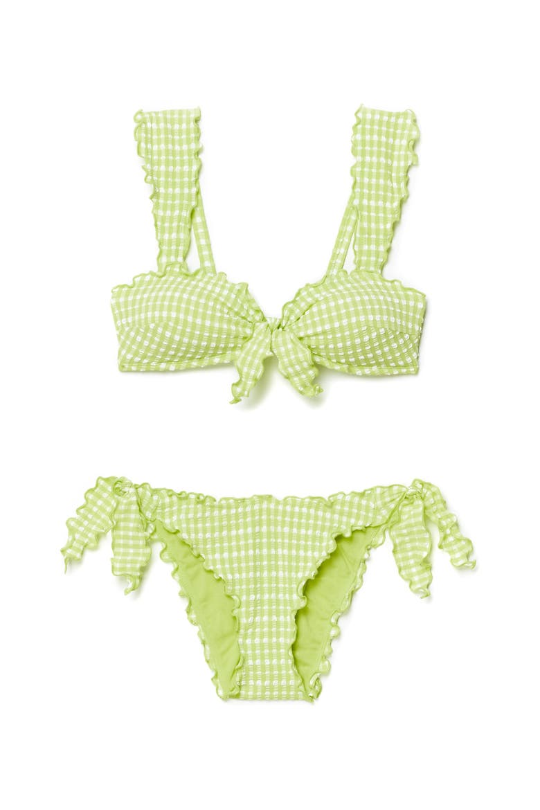 Steph Swimwear Bra, Alternate, color, Plaid green