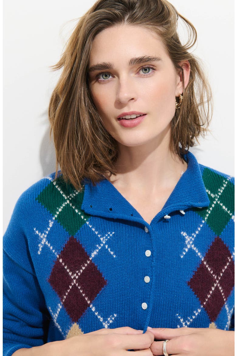 Taylor Argyle Wool Blend Cardigan, Alternate, color, CUNNINGHAM BLUE
