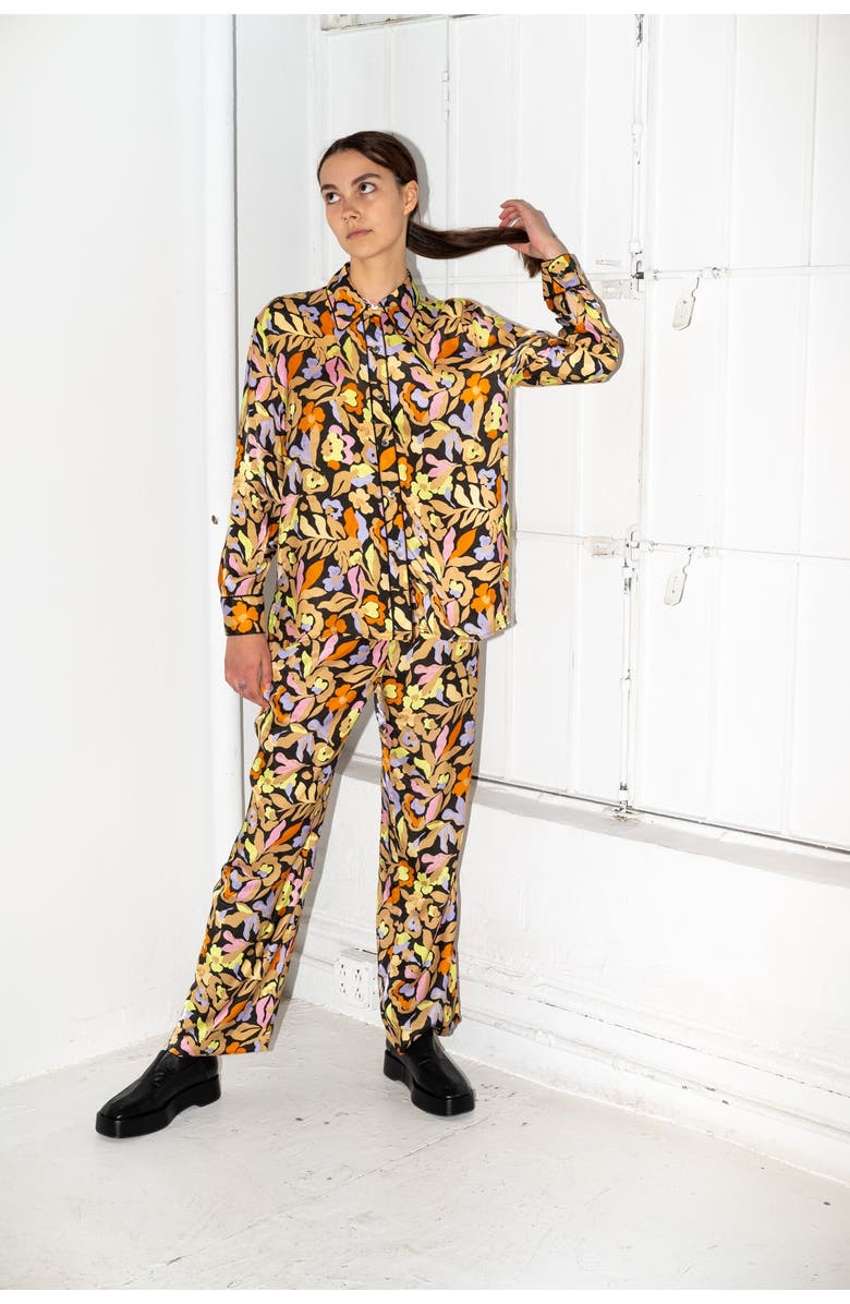 Untitled in Motion Manifest Printed Button-up Silky Shirt, Alternate, color, Lucida