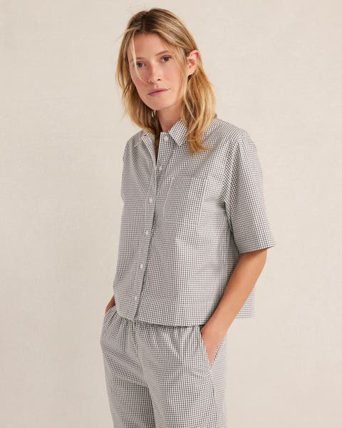 Organic Cotton Poplin Gingham Pajama Top