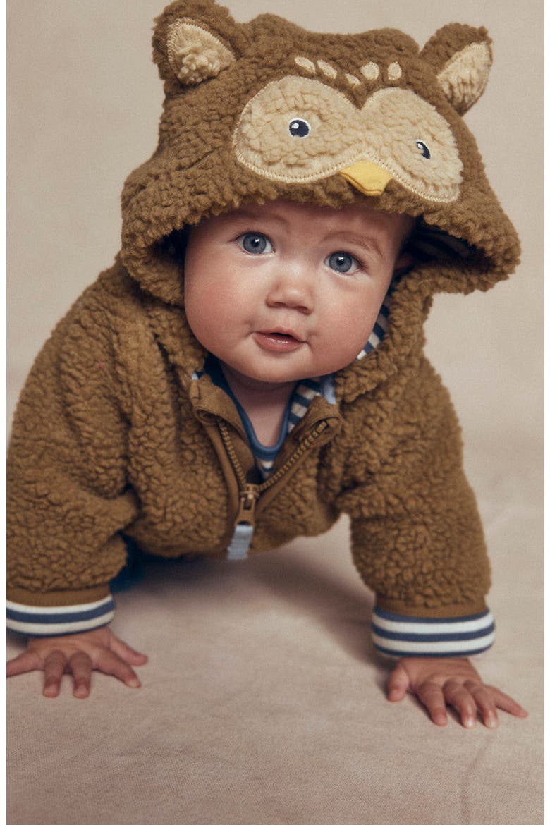 Kids' Novelty Cozy Borg Jacket, Alternate, color, BROWN OWL