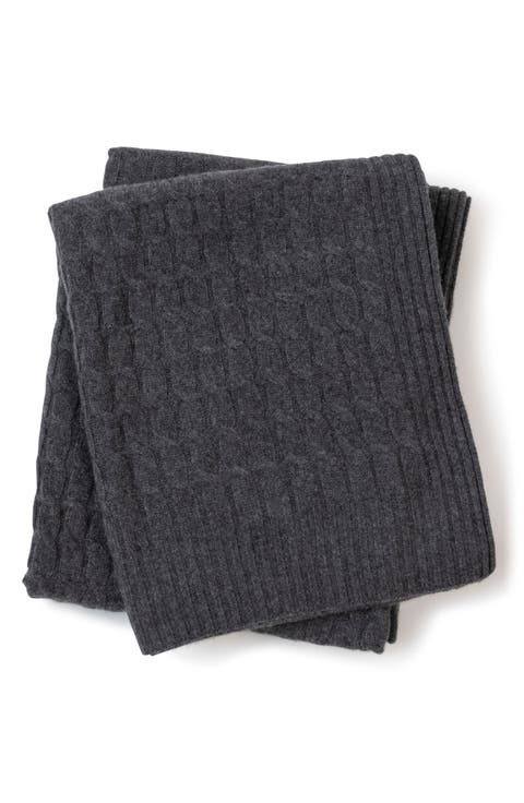 Veneto Cable Knit Cashmere Throw Blanket