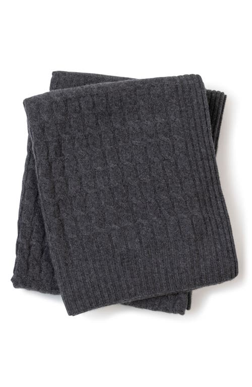 Sofia Cashmere Veneto Cable Knit Cashmere Throw Blanket In Gray
