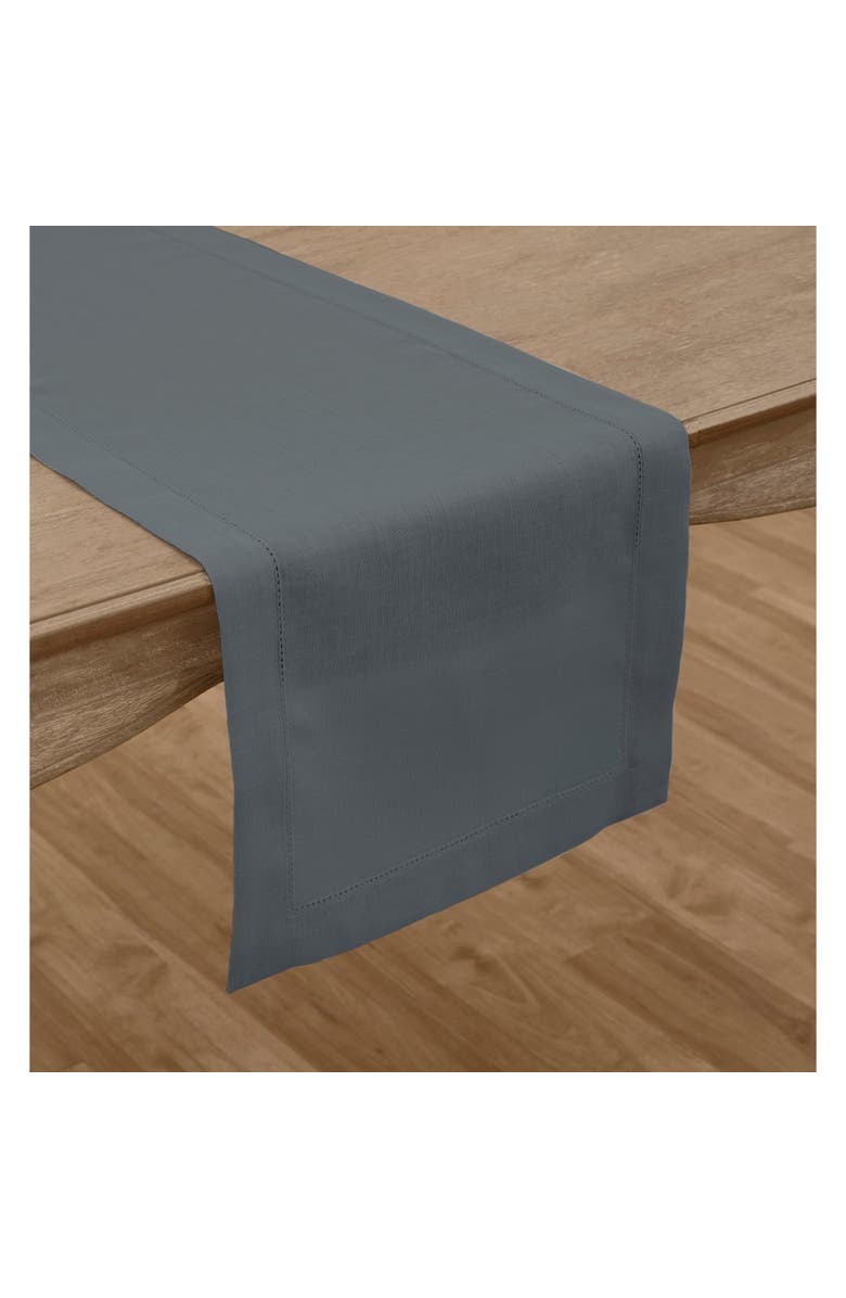 Solino Home Linen Table Runner - Classic Hemstitch, Alternate, color, Lava Smoke