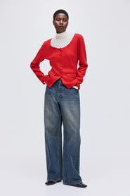 H&M Scoop-neck Rib-knit Cardigan