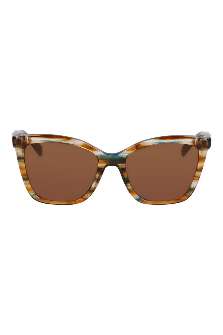 Le Pliage 54mm Gradient Cat Eye Sunglasses, Main, color, STRIPED BROWN/ PETROL