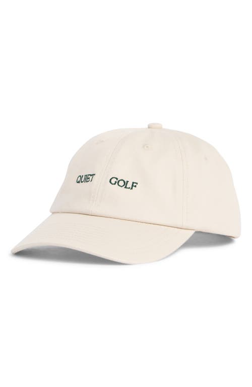 Quiet Golf Logo Embroidered Adjustable 6-panel Cotton Ball Cap In White
