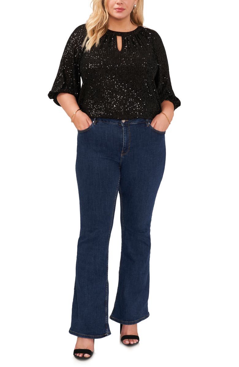 Vince Camuto Sequin Keyhole Top, Alternate, color,