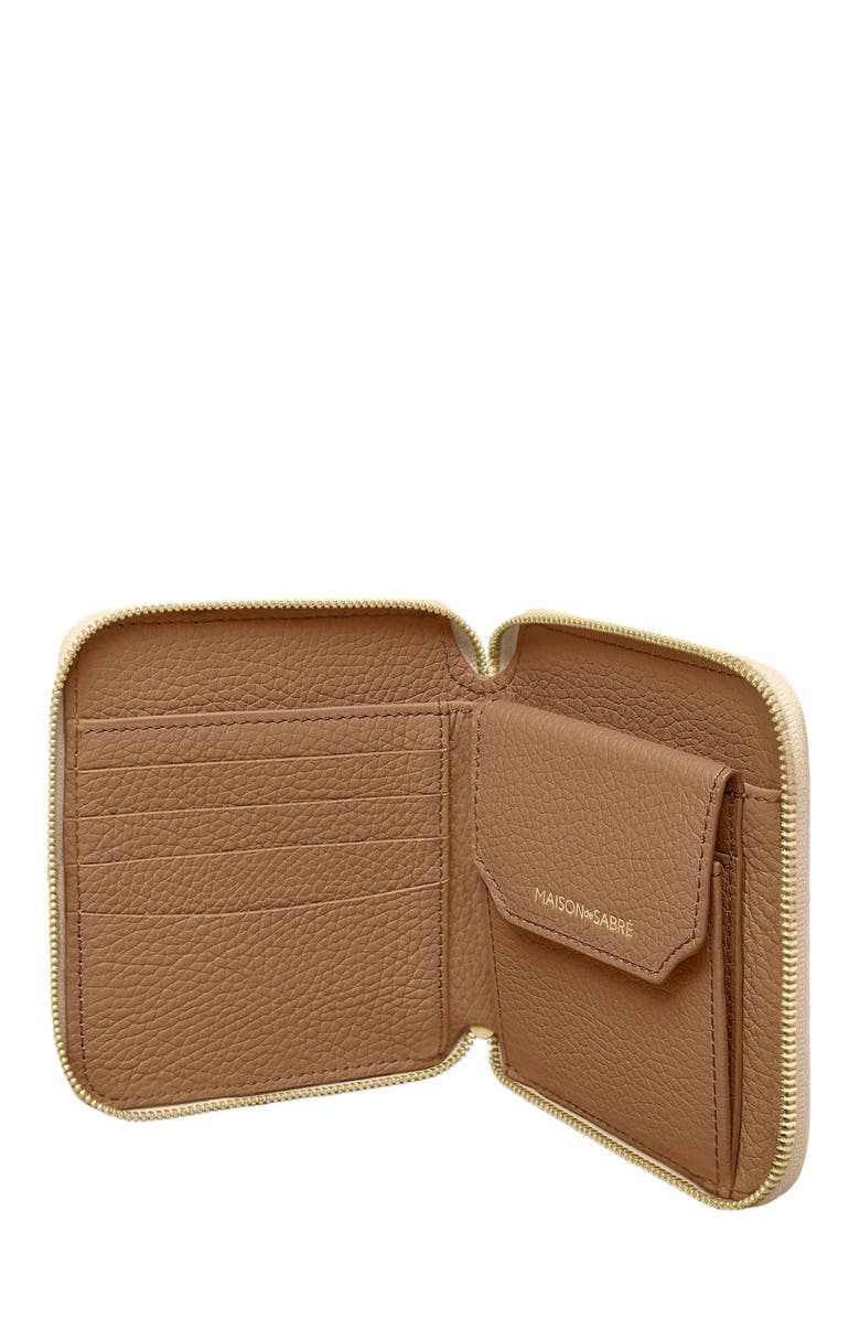 MAISON de SABRÉ Small Leather Zip Around Wallet, Alternate, color, Saharan Brown