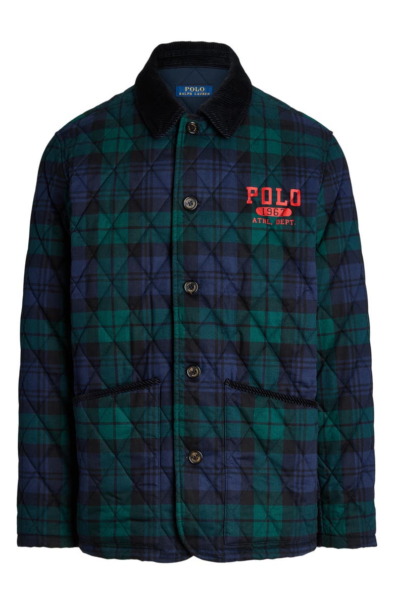 Polo Ralph Lauren Plaid Cotton Quilted Barn Jacket, Alternate, color, 