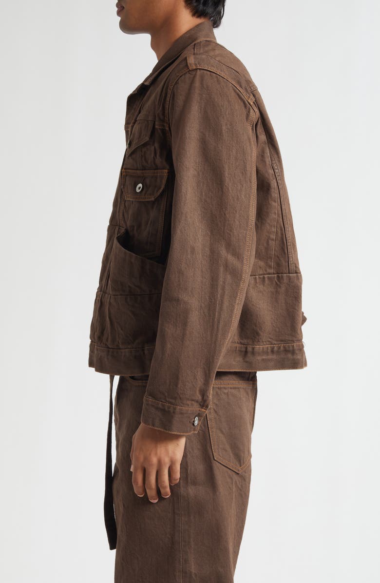 Sacai Denim Trucker Jacket, Alternate, color, Brown