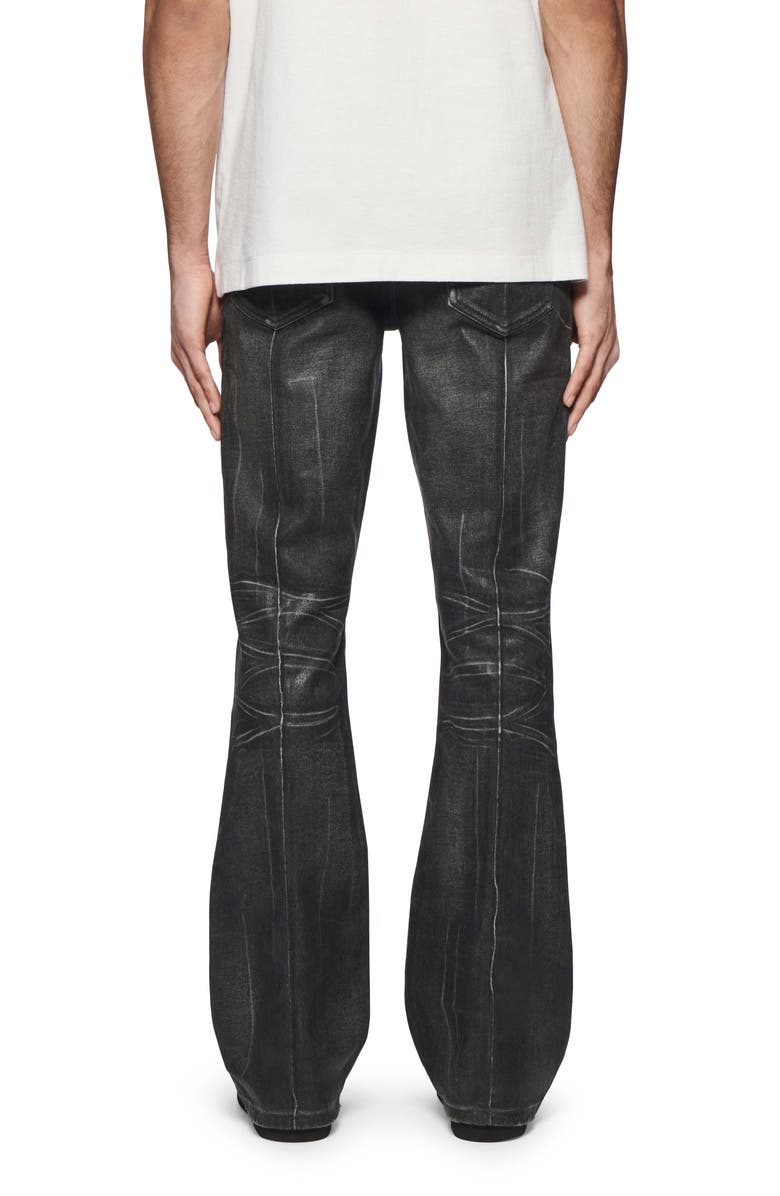 PURPLE BRAND Pintuck Flare Coated Flare Jeans, Alternate, color, Black
