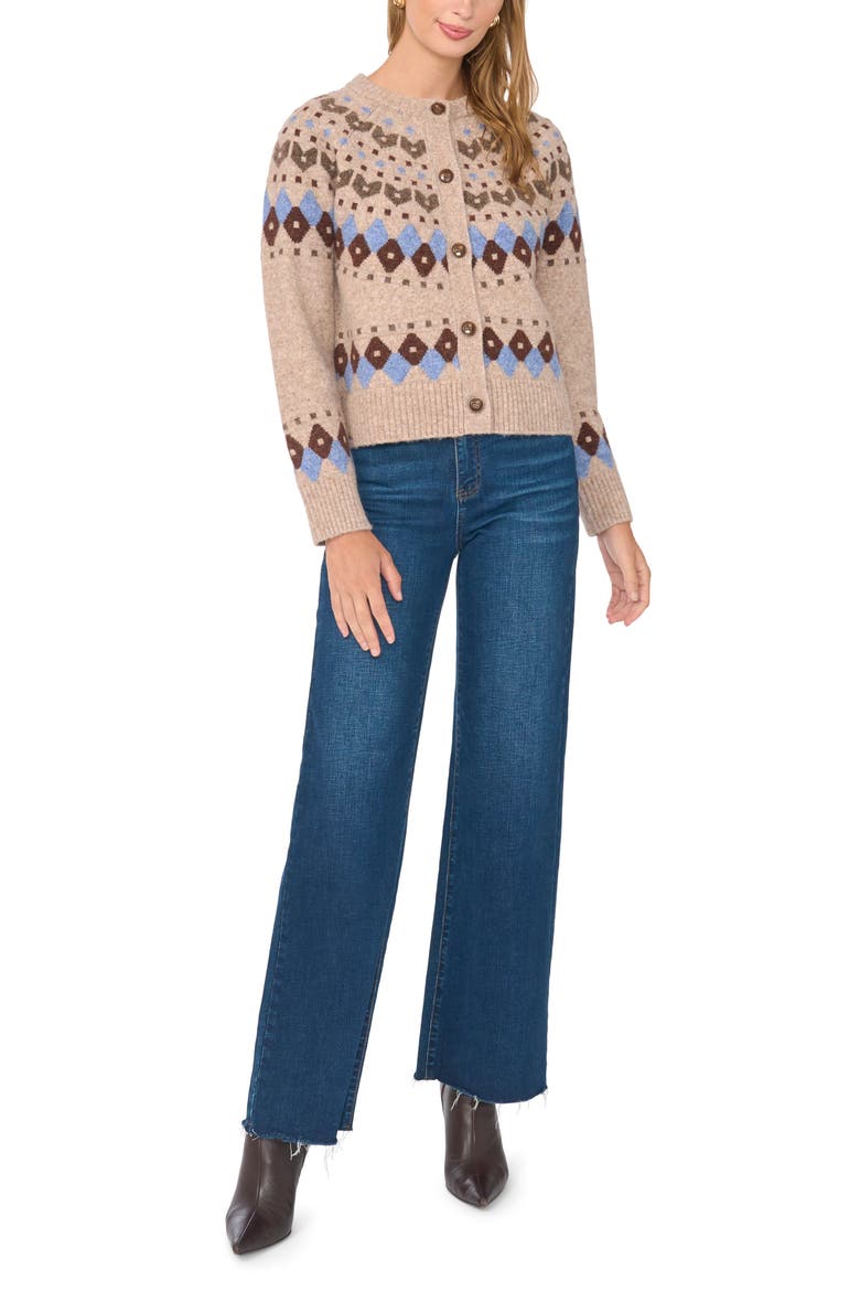 Fair Isle Cardigan, Alternate, color, BROWN SUGAR MELANGE