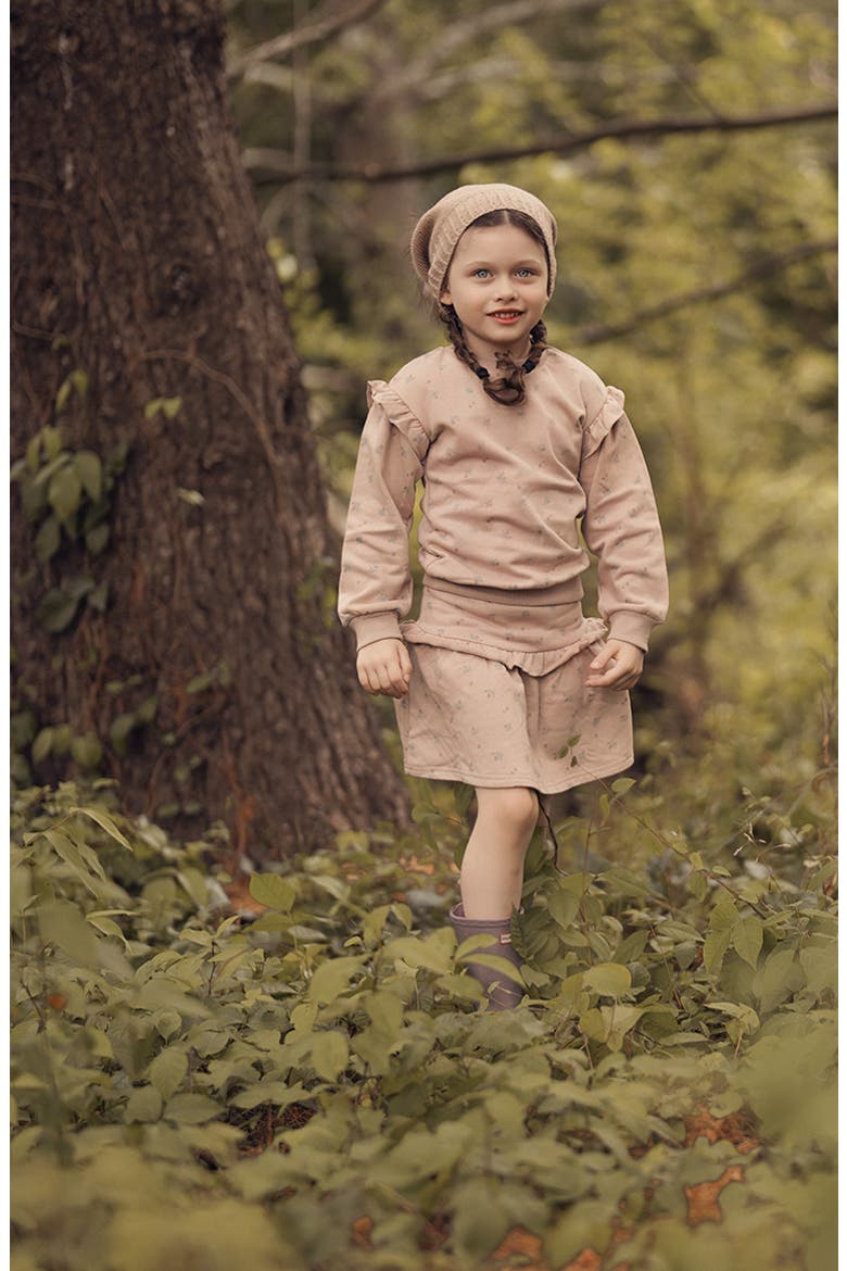 Kids' Tiered Ruffle Cotton Blend Skirt, Alternate, color, MAUVE