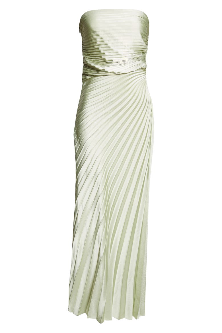 Layla Strapless Pleated Gown, Alternate, color, SPEARMINT