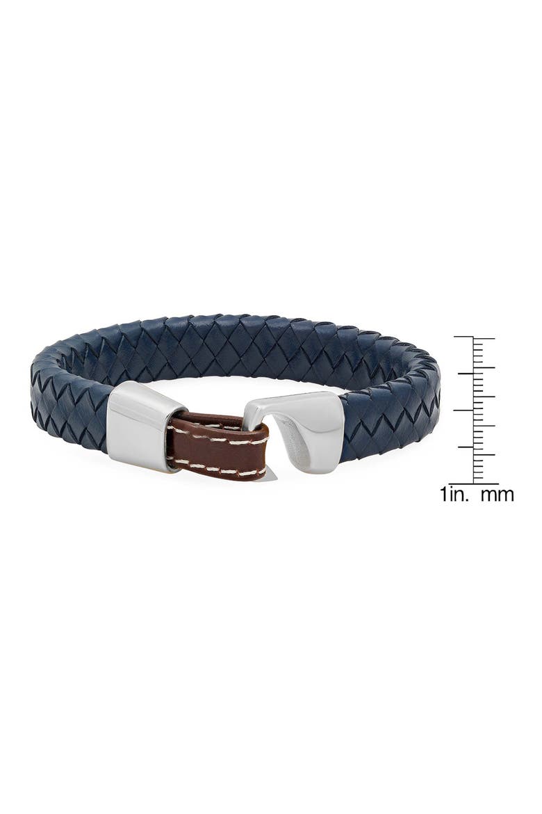Men's Braided Leather Bracelet, Alternate, color, BLACK