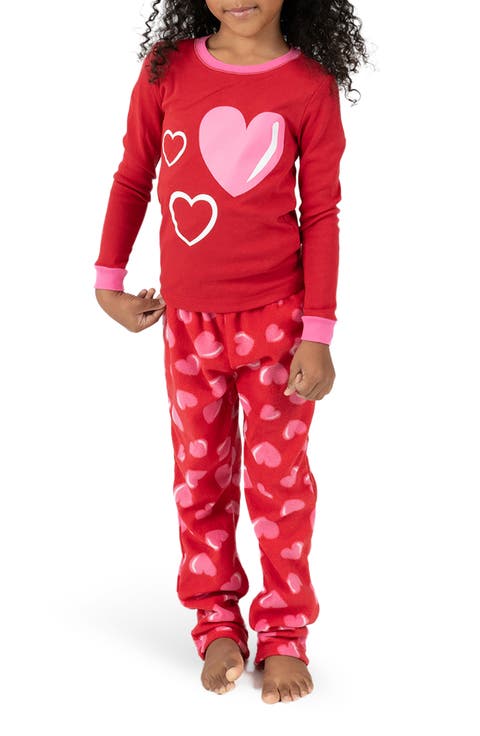 Kids Cotton Top & Fleece Pants Printed Matching Family Holiday Pajamas