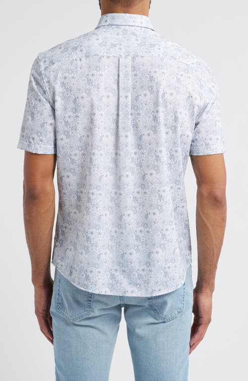 Johnnie-o Benson Floral Short Sleeve Stretch Button-up Shirt In Lapis