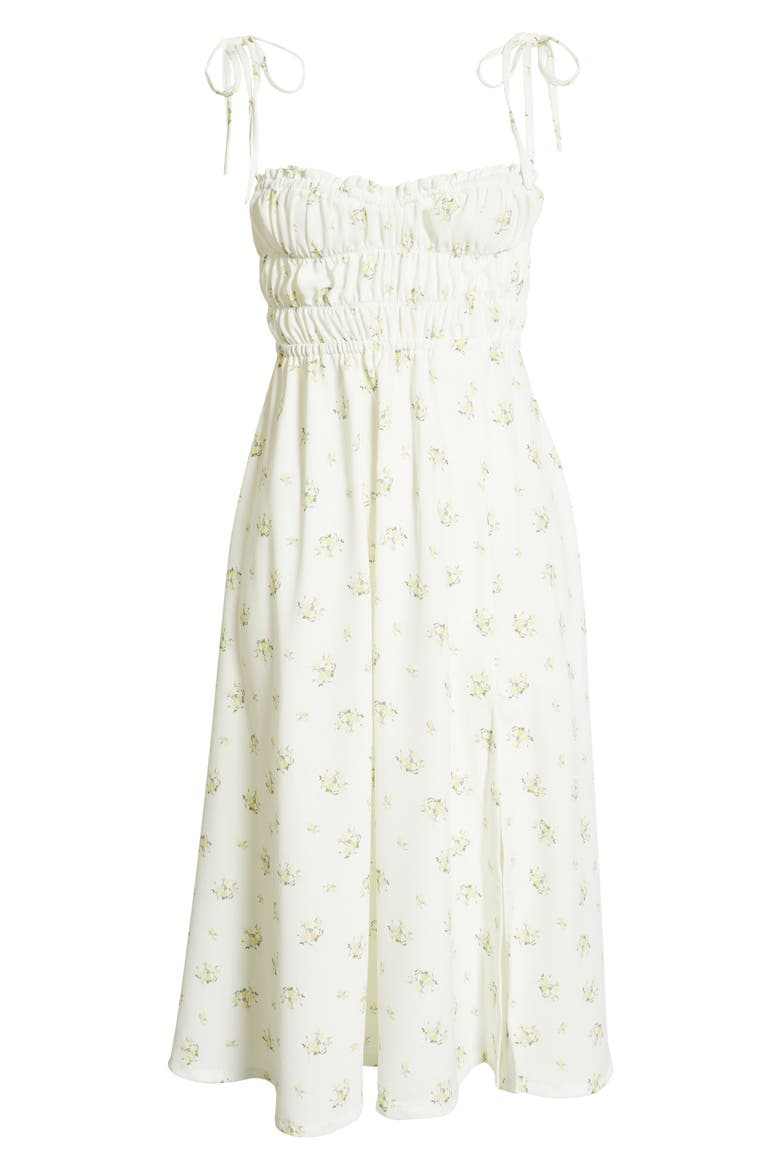 Christabel Shirred Midi Dress, Alternate, color, IVORY FLORAL