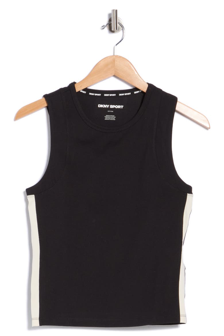 Side Stripe Crewneck Tank, Alternate, color, BLK/ EGGNOG