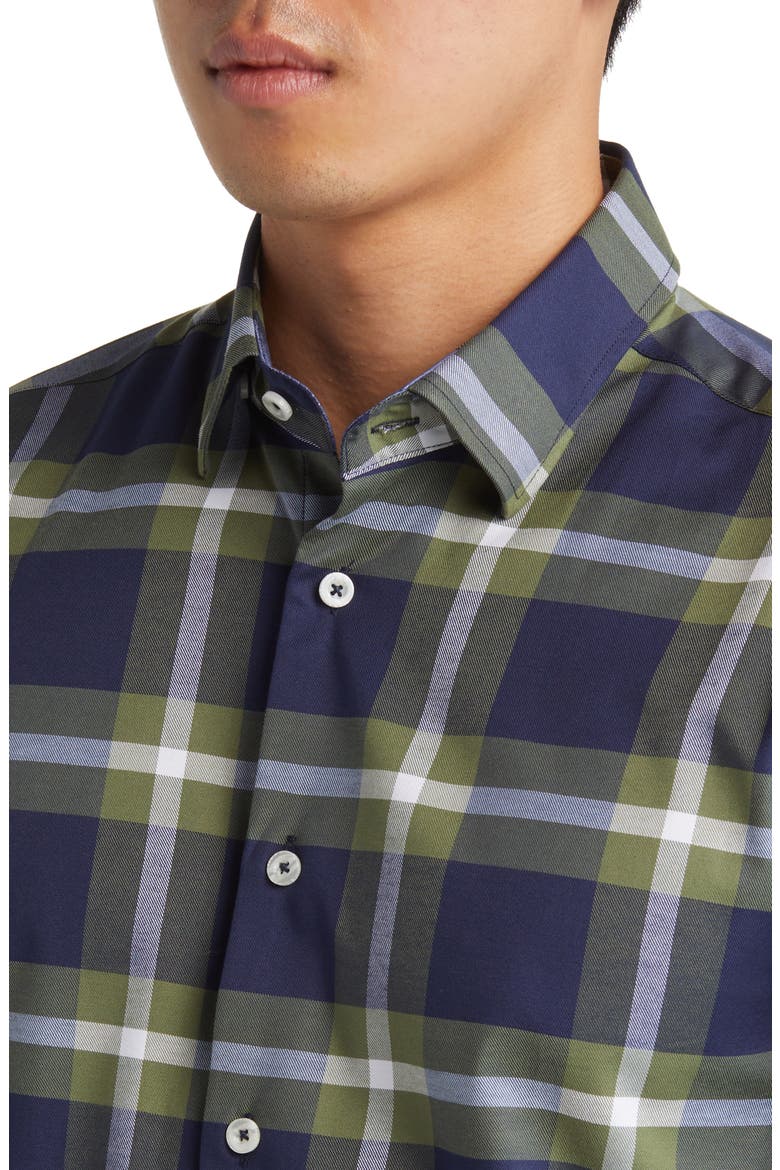 DRY TOUCH® Tartan Plaid Performance Button-Up Shirt, Alternate, color, OLIVE GREEN