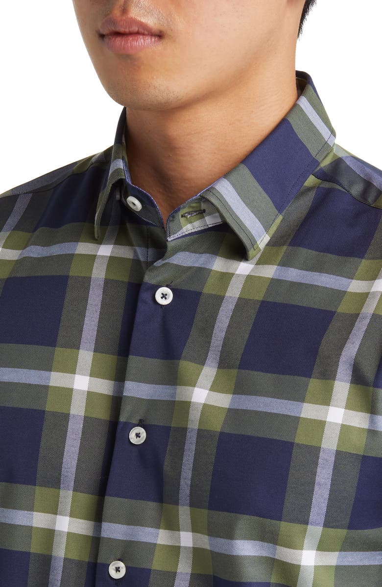 Stone Rose DRY TOUCH<sup>®</sup> Tartan Plaid Performance Button-Up Shirt, Alternate, color, Olive Green