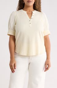 SUGARLIPS V-Neck Mixed Media Henley