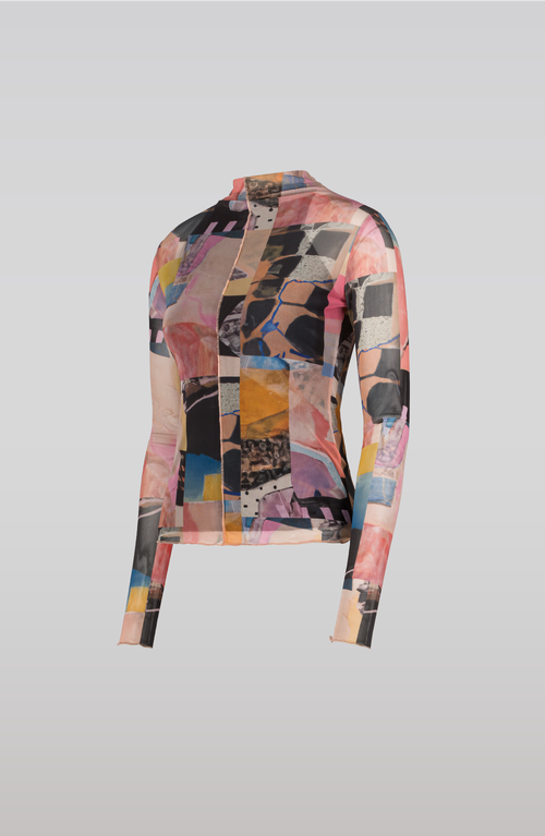 Saemdi Collage Mesh Top In Multi