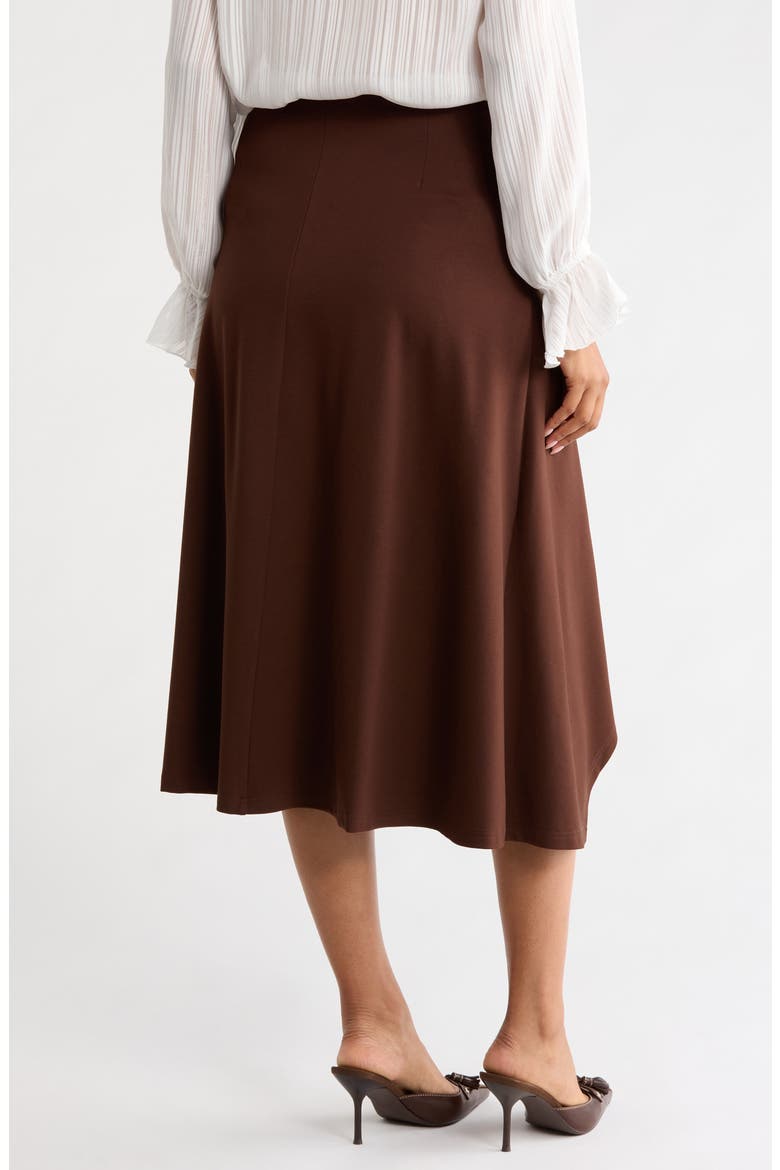 Faux Wrap Midi Skirt, Alternate, color, BROWN