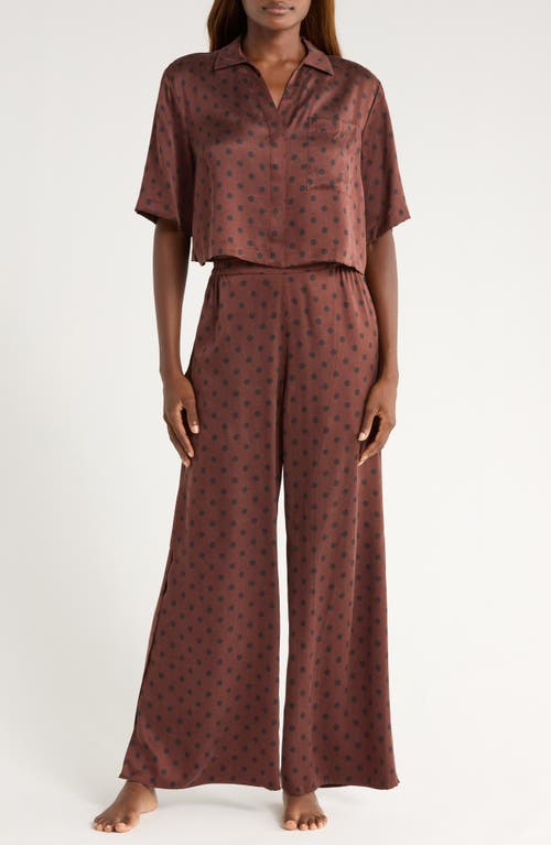 Lunya Washable Silk Pajama Set Chocolate Ellipsis In Brown