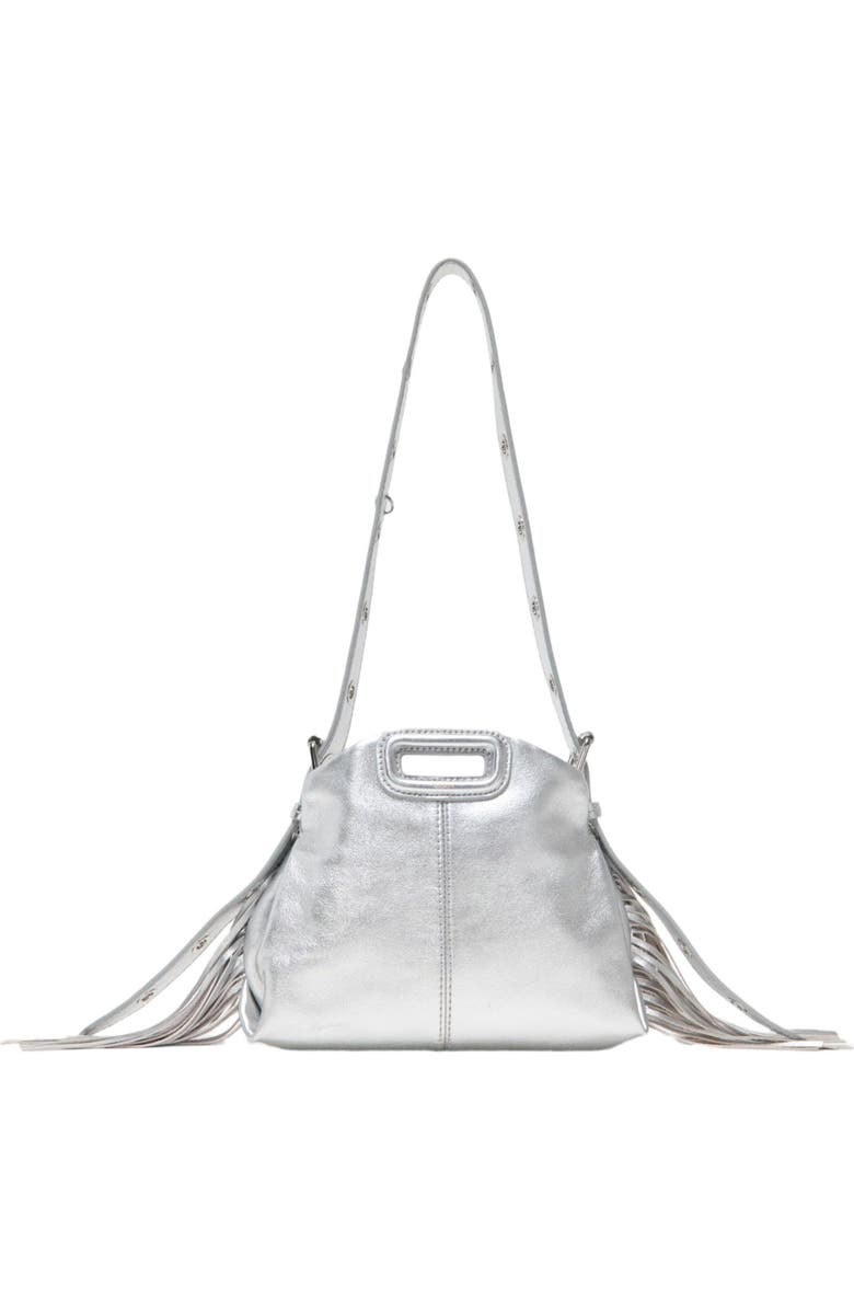 maje Miss M mini metallic leather bag, Alternate, color, Silver