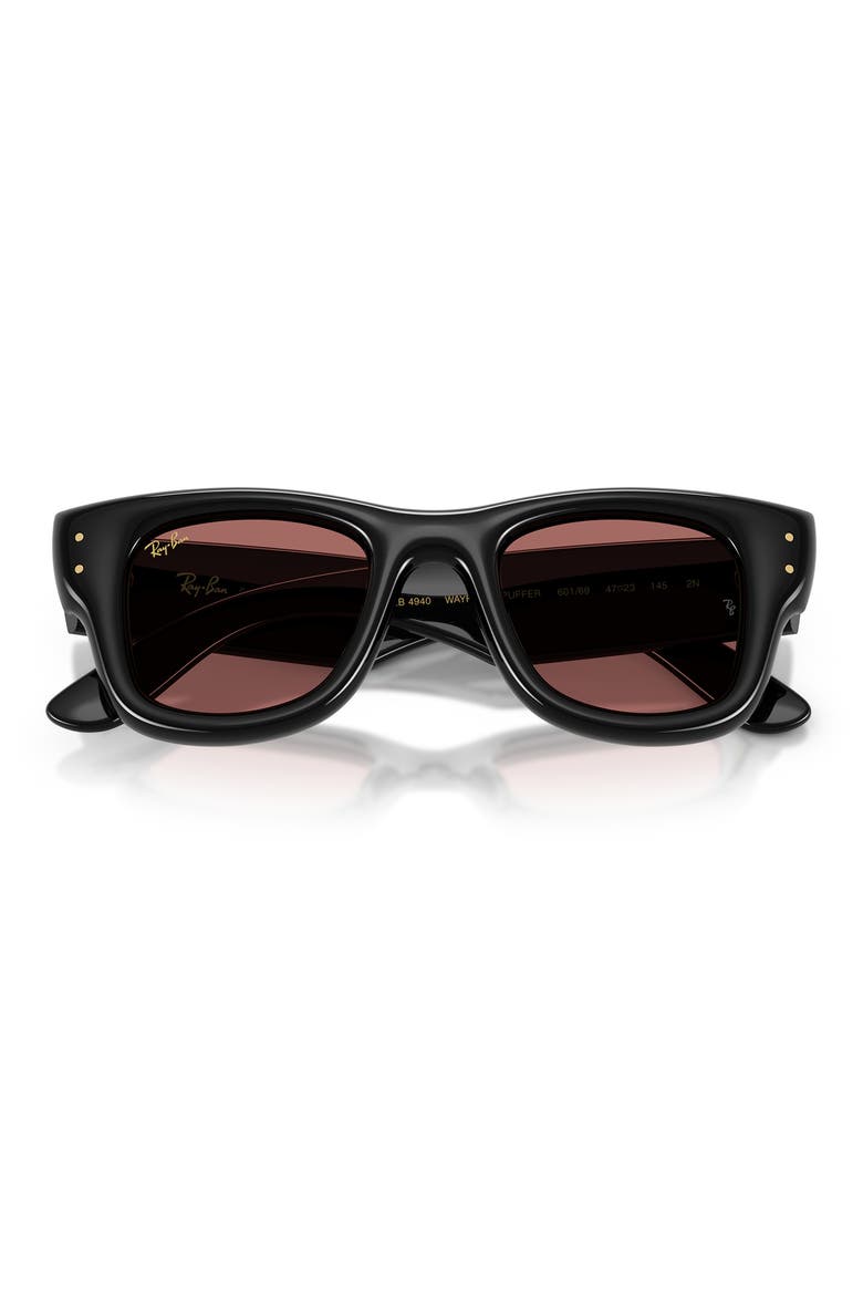Wayfarer Puffer 50mm Square Sunglasses, Alternate, color, BLACK / DARK VIOLET