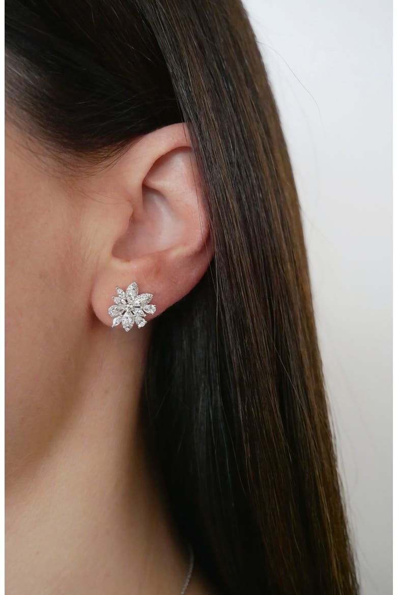 14k Gold Marquise Diamond Cluster Stud Earrings, Alternate, color, 14K YELLOW GOLD