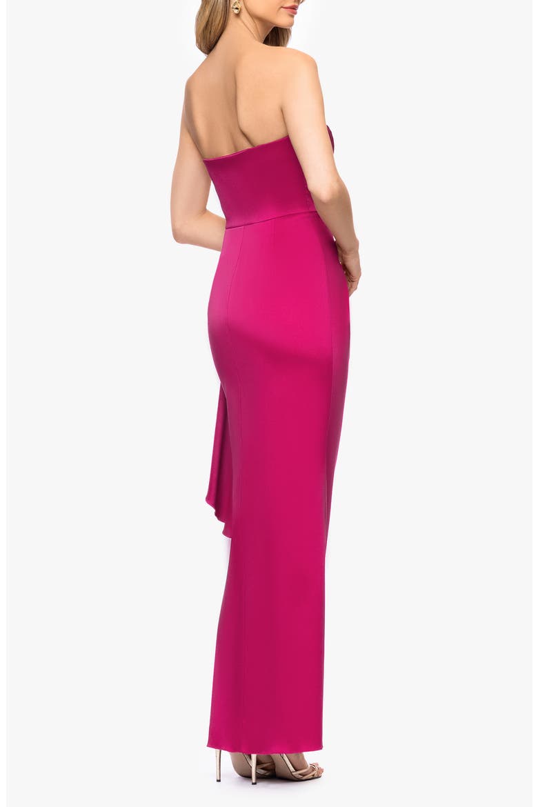 Stretch Mikado Column Gown, Alternate, color, CHERRY