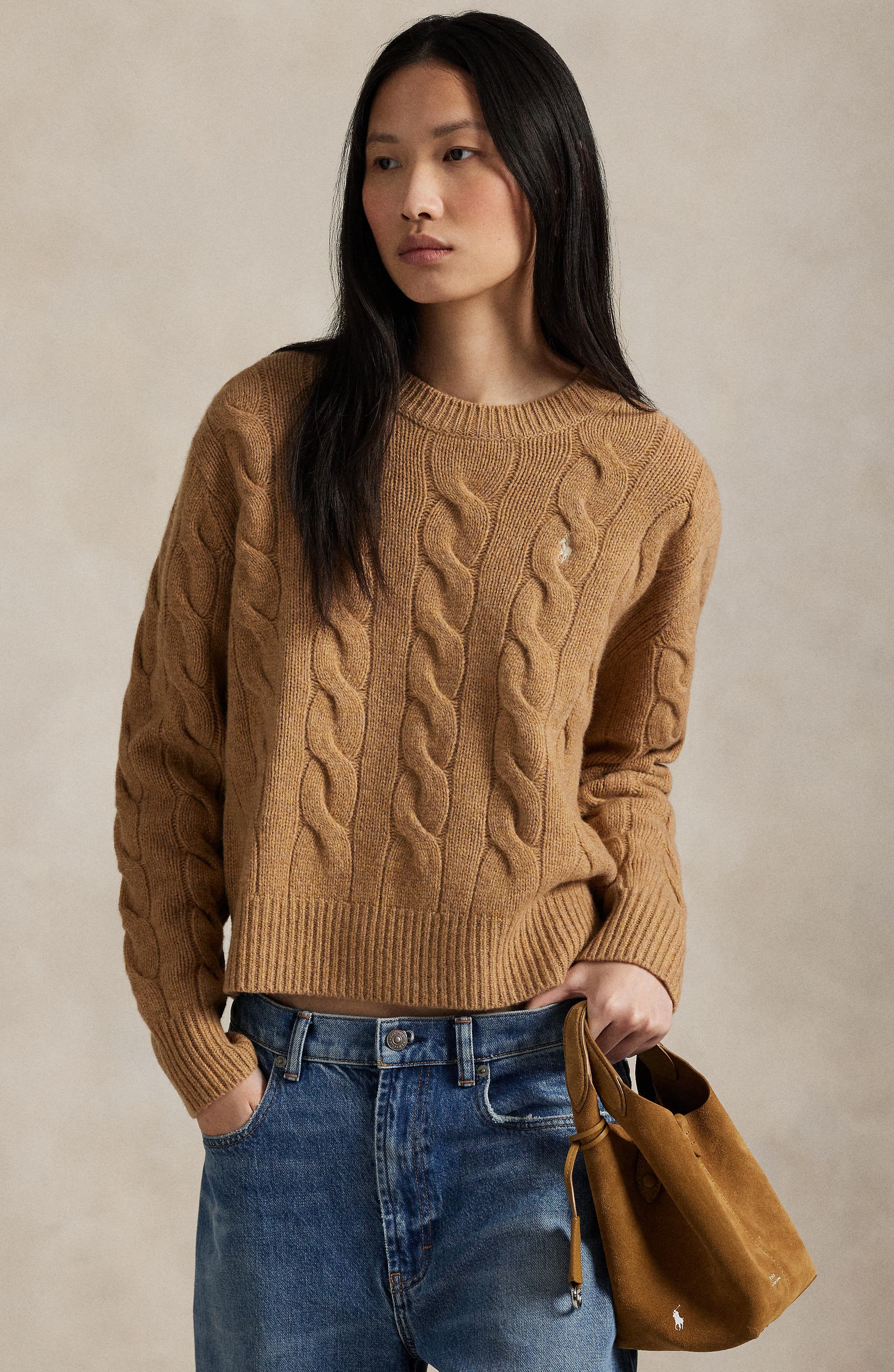 Polo Ralph Lauren Small Polo Play Suede Crossbody Tote, Alternate, color, 